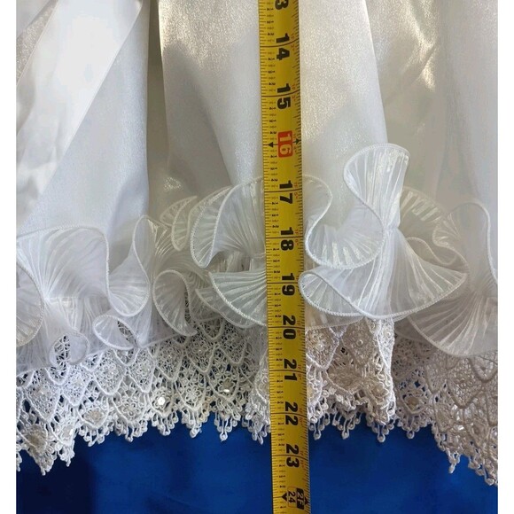 Vintage White Ruffled Lace Sequin 12-15 Mos Christening Dress Size 1 Flower Girl - Picture 8 of 9